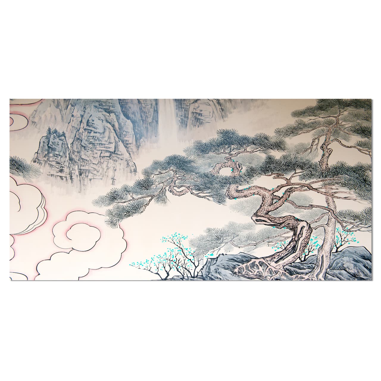 Designart - Chinese Blue Tree Art - Floral Painting Canvas
